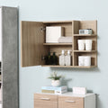 Armoire Miroir de Salle de Bain avec étagère - 3 étagères latérales - kit Installation Murale fourni - Panneaux Particules Aspect chêne Clair