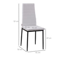 Lot de 4 chaises de salle à manger chaises de cuisine avec dossier haut pieds en métal et tissu en lin 41x50x97cm blanc