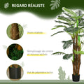 Palmier Artificiel H.1,6 m Arbre Artificiel Tronc Branches Lichen Feuilles Grand réalisme Pot Inclus